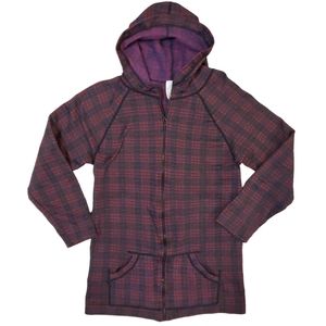 Women's Burgundy Red Plaid Activewear Zip Up Hoodie‎ Jacket Small